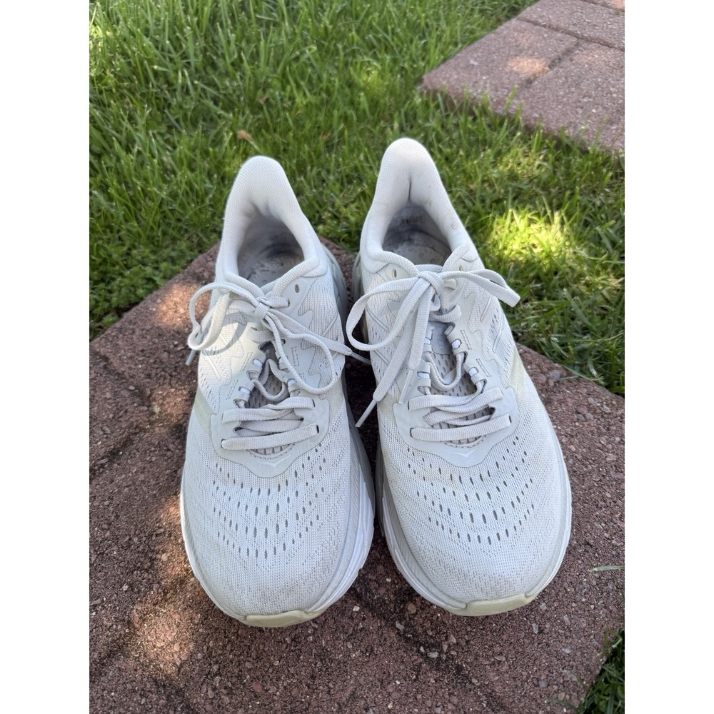 Hoka One One Arahi 5 Running Shoes Sneakers Women's Size 8 White Gray Athletic - Picture 2 of 16